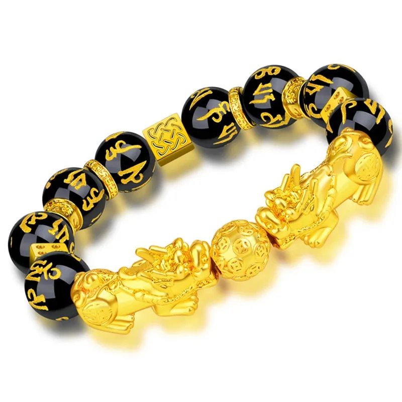 Feng Shui Obsidian Stone Beads Chakra Bracelet