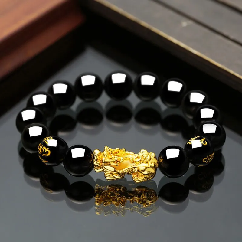 Feng Shui Obsidian Stone Beads Chakra Bracelet