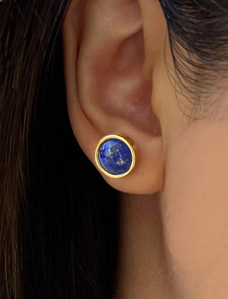 FIRE Denim Lapis Lazuli 24K Gold Studs