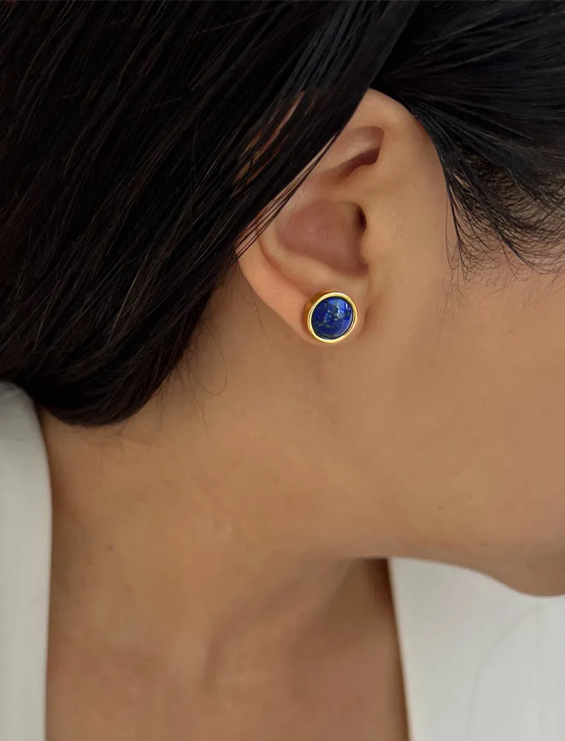 FIRE Denim Lapis Lazuli 24K Gold Studs