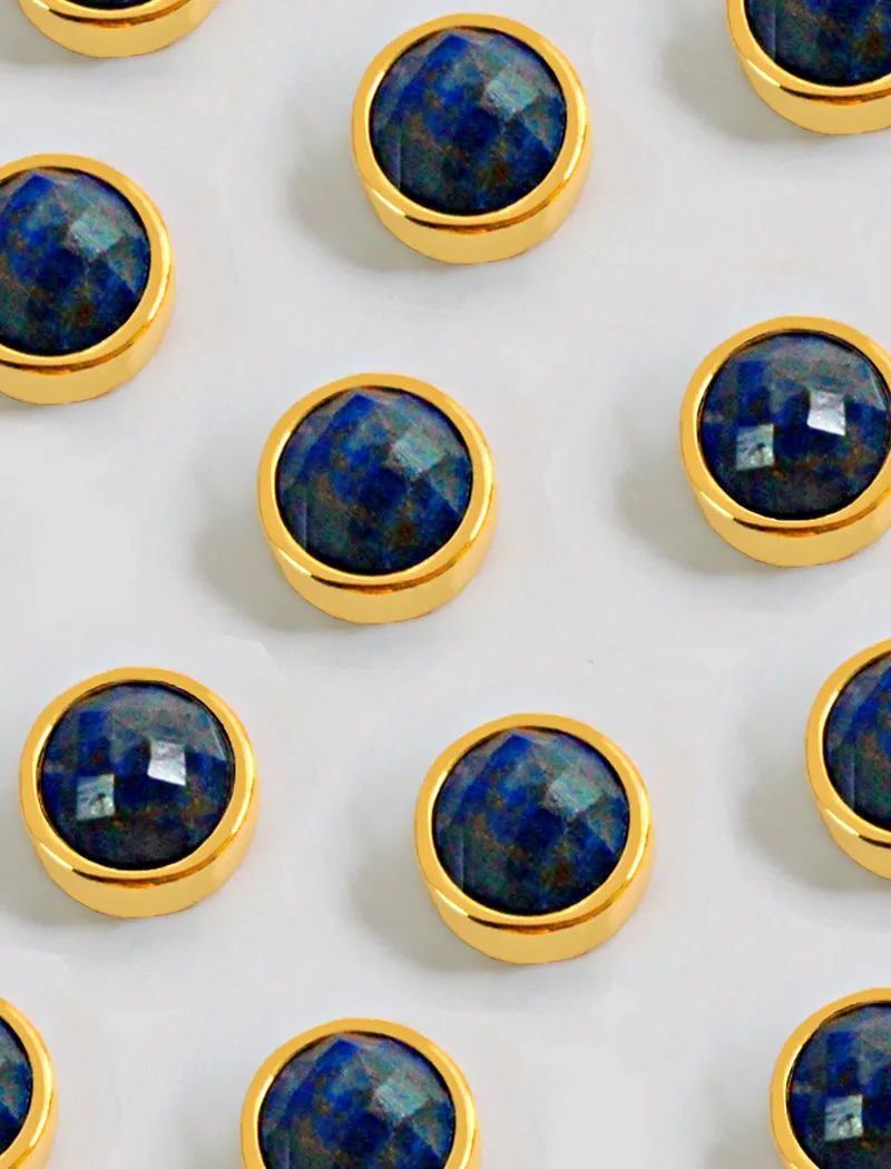 FIRE Denim Lapis Lazuli 24K Gold Studs