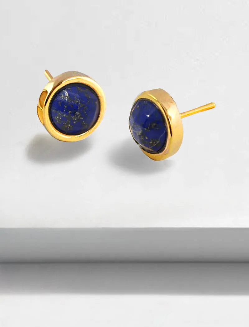 FIRE Denim Lapis Lazuli 24K Gold Studs