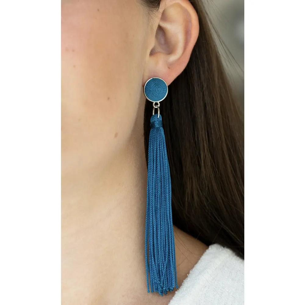 Flirtatious Blue Tassel Earrings