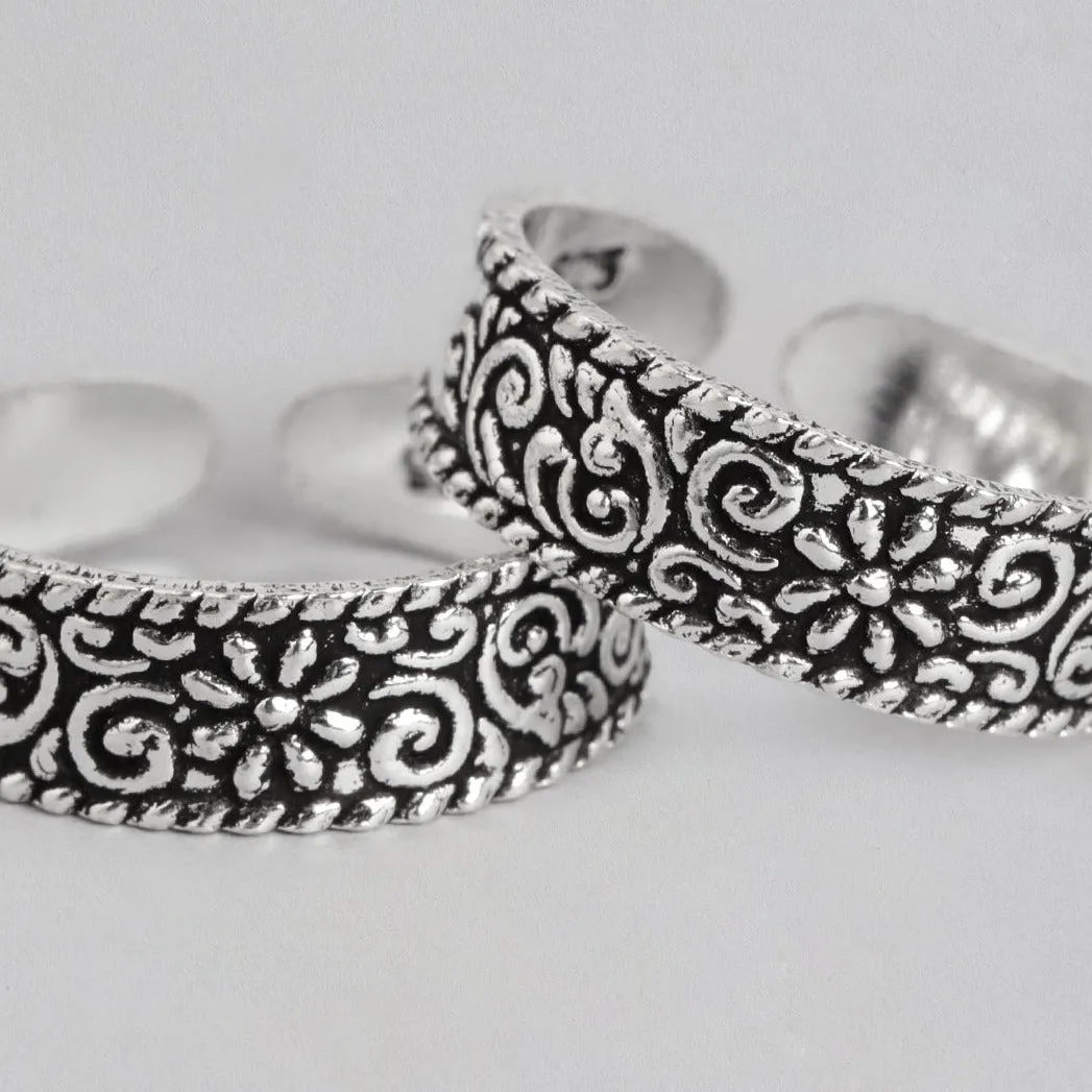 Floral Prints 925 Sterling Silver Toe Ring