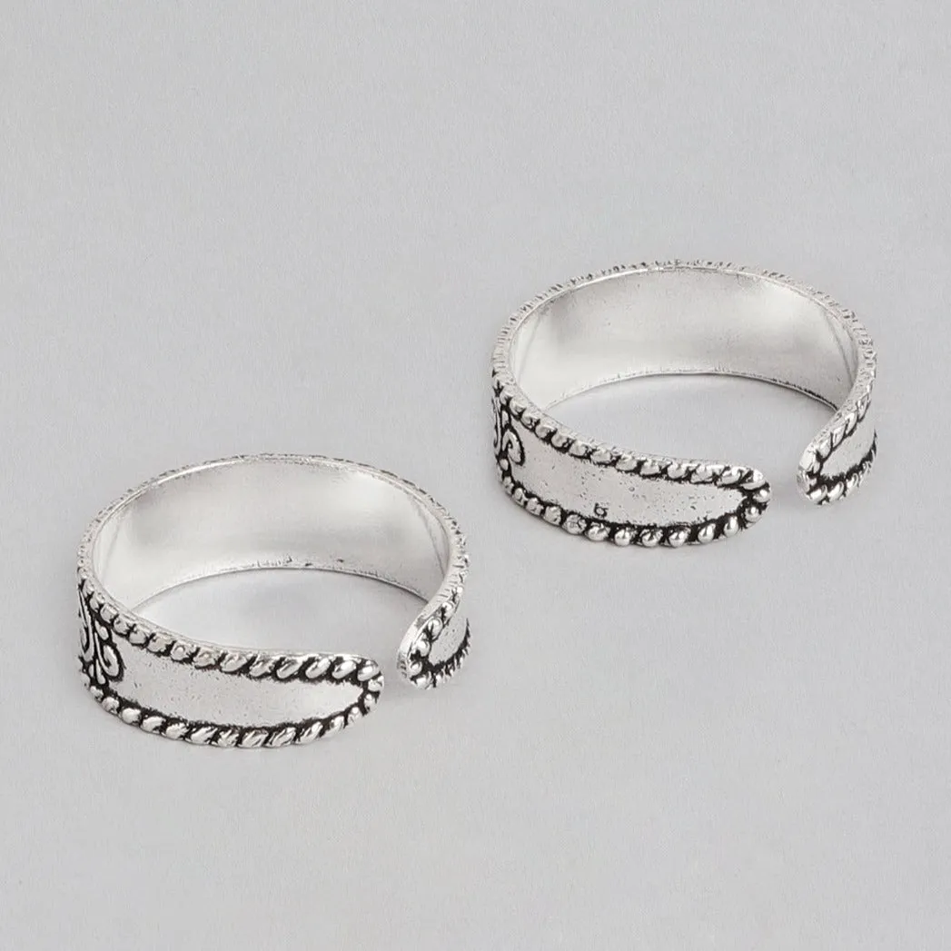 Floral Prints 925 Sterling Silver Toe Ring