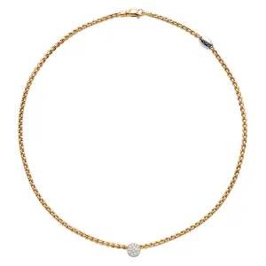 Fope 18K Yellow and White Gold Eka Collection Rope Necklace with Diamond Pendant, 17 inch