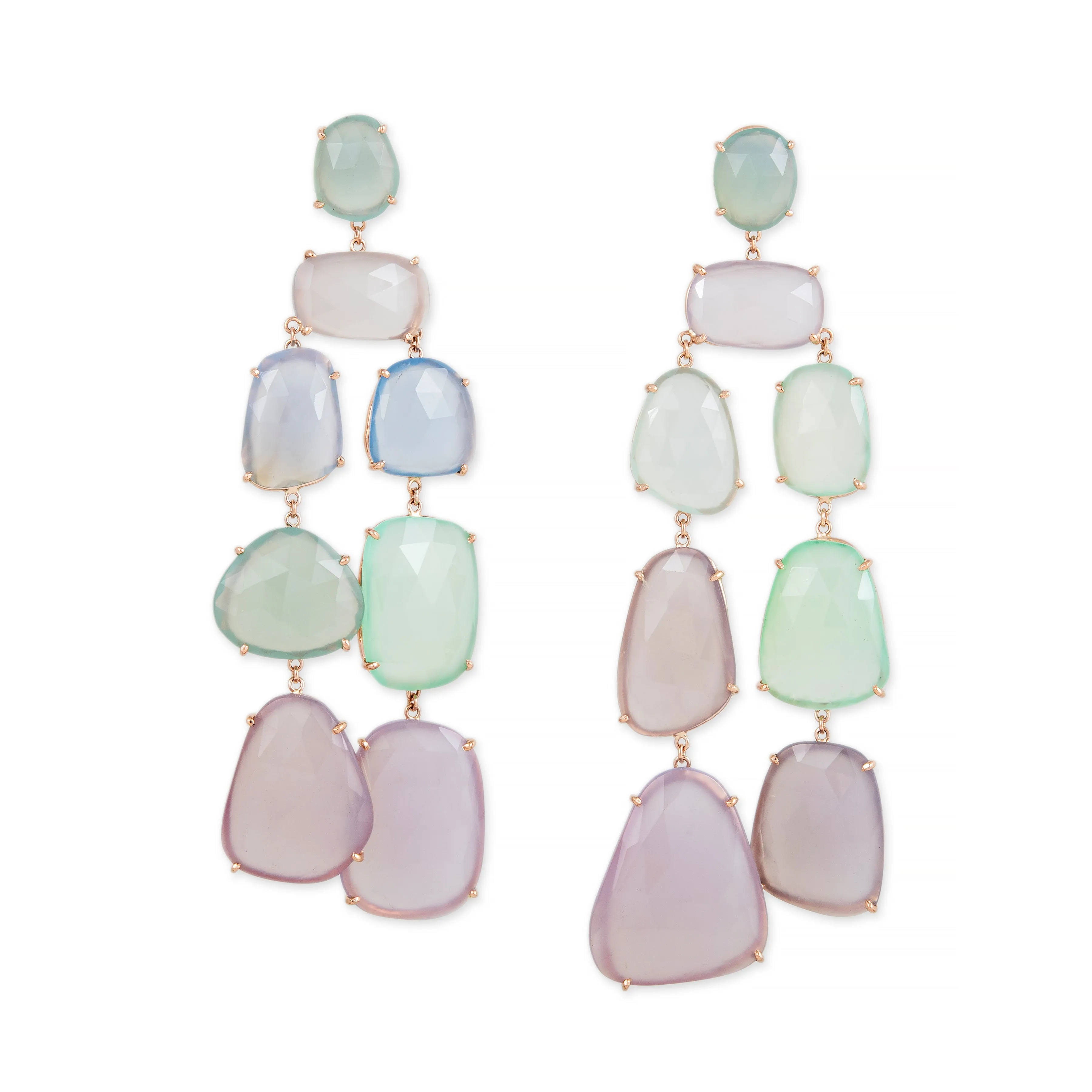 FREEFORM SLICE CHALCEDONY CHANDELIER EARRINGS