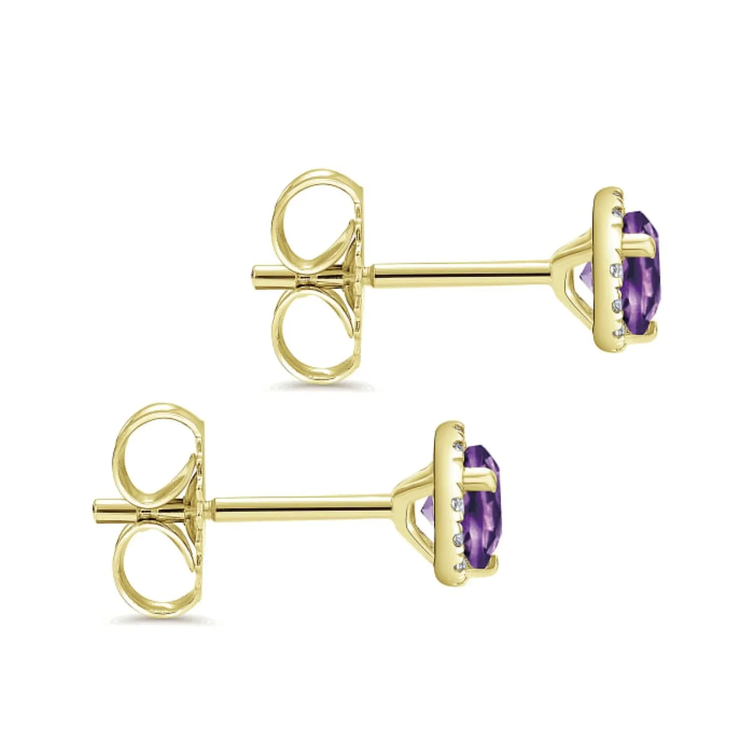 Gabriel & Co. Amethyst & Diamond Halo Stud Earrings