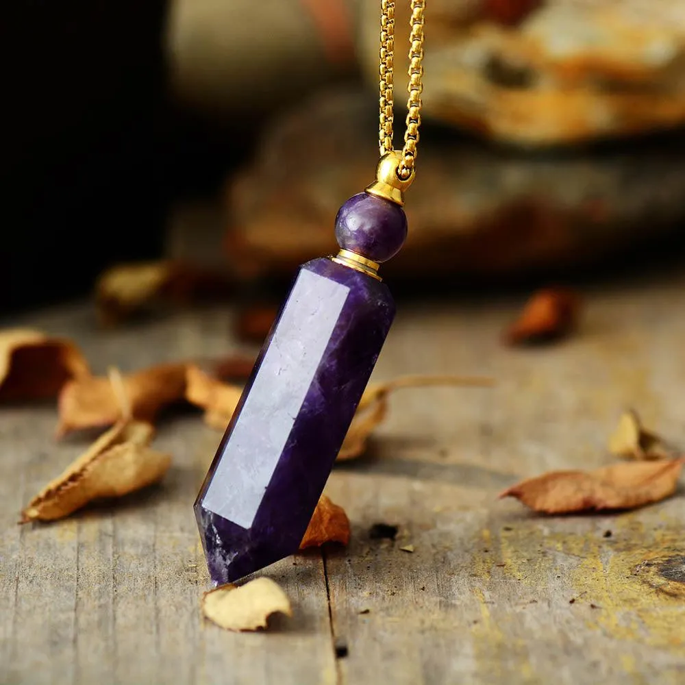 'Gamarra' Amethyst Essential Oil Diffuser Bottle Pendant Necklace