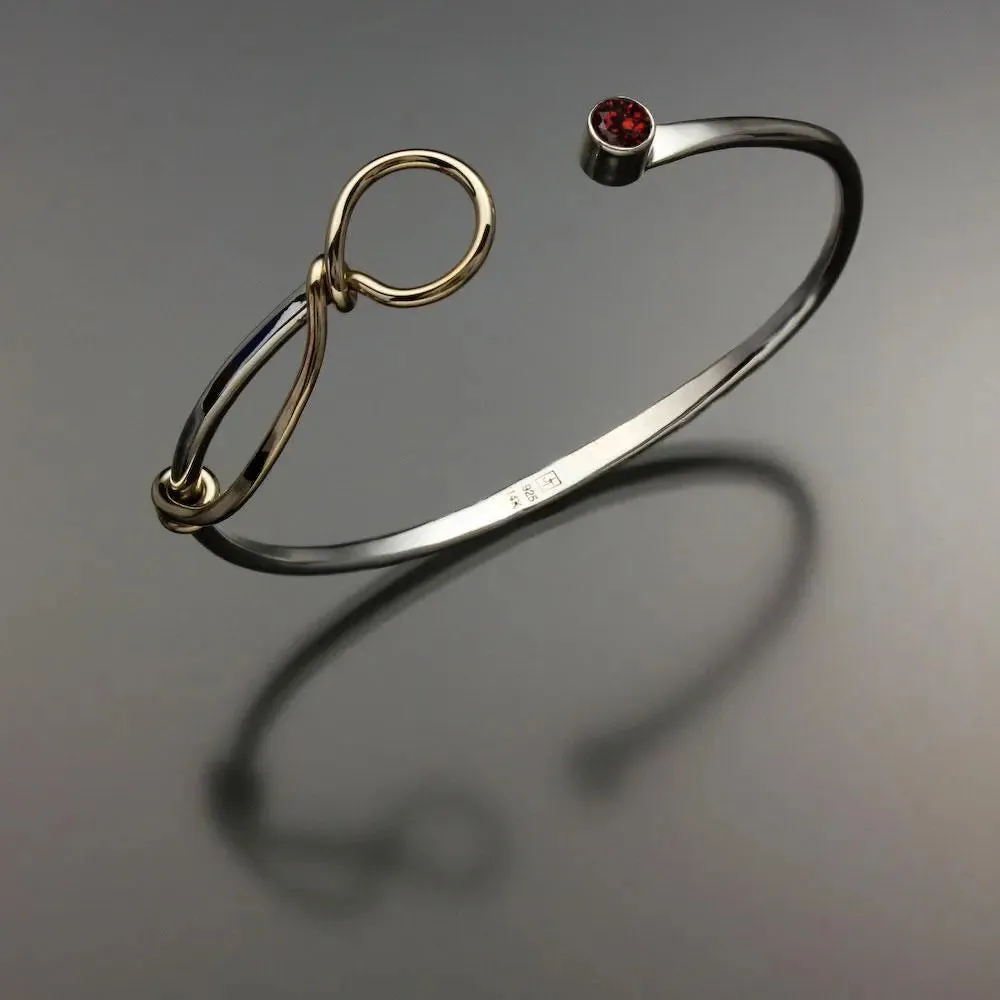 Garnet Bracelet BRA521GR Sterling Silver and 14K Gold by John Tzelepis Jewelry