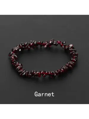 Garnet Irregular Natural Gemstone Bracelet Stretch Chip Beads