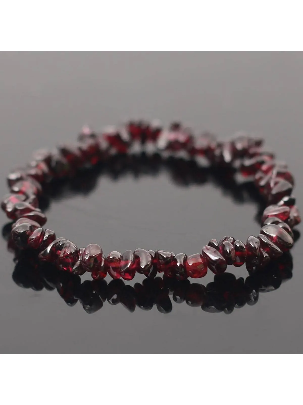 Garnet Irregular Natural Gemstone Bracelet Stretch Chip Beads