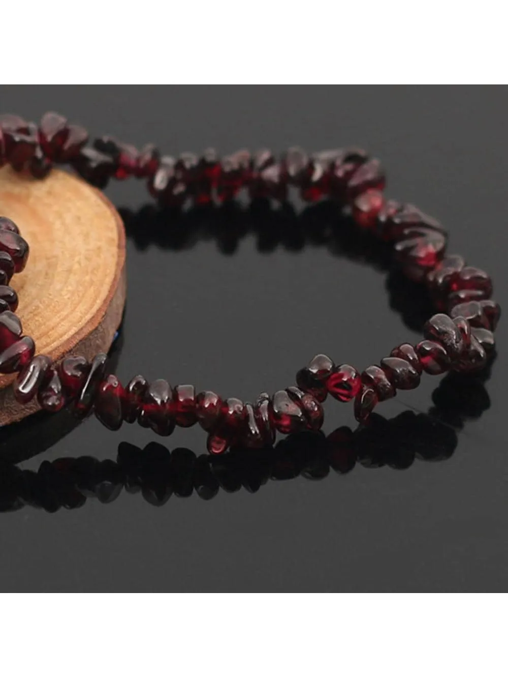 Garnet Irregular Natural Gemstone Bracelet Stretch Chip Beads