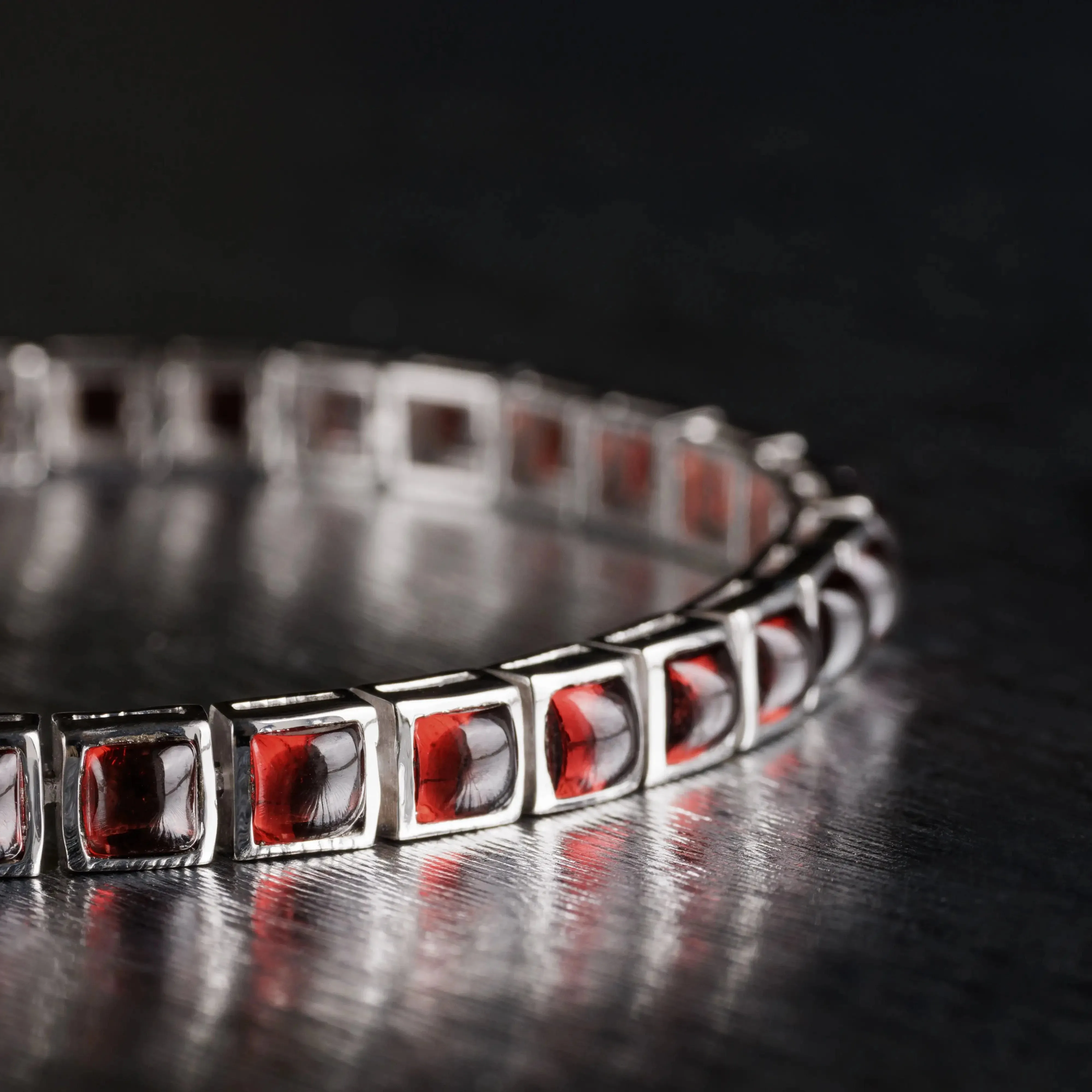 Garnet - Silver Tennis Bracelet I