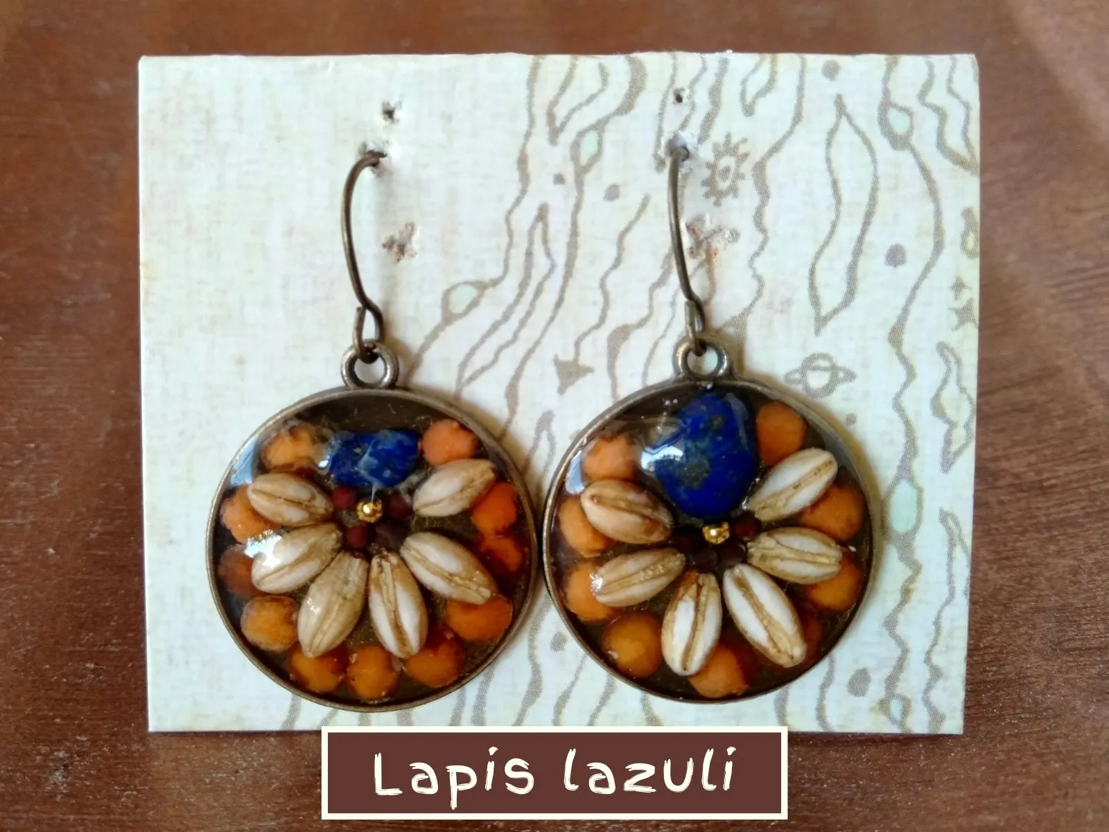 Gemstone & Seed earrings (Turquoise, Lapis lazuli or Chrysocolla)