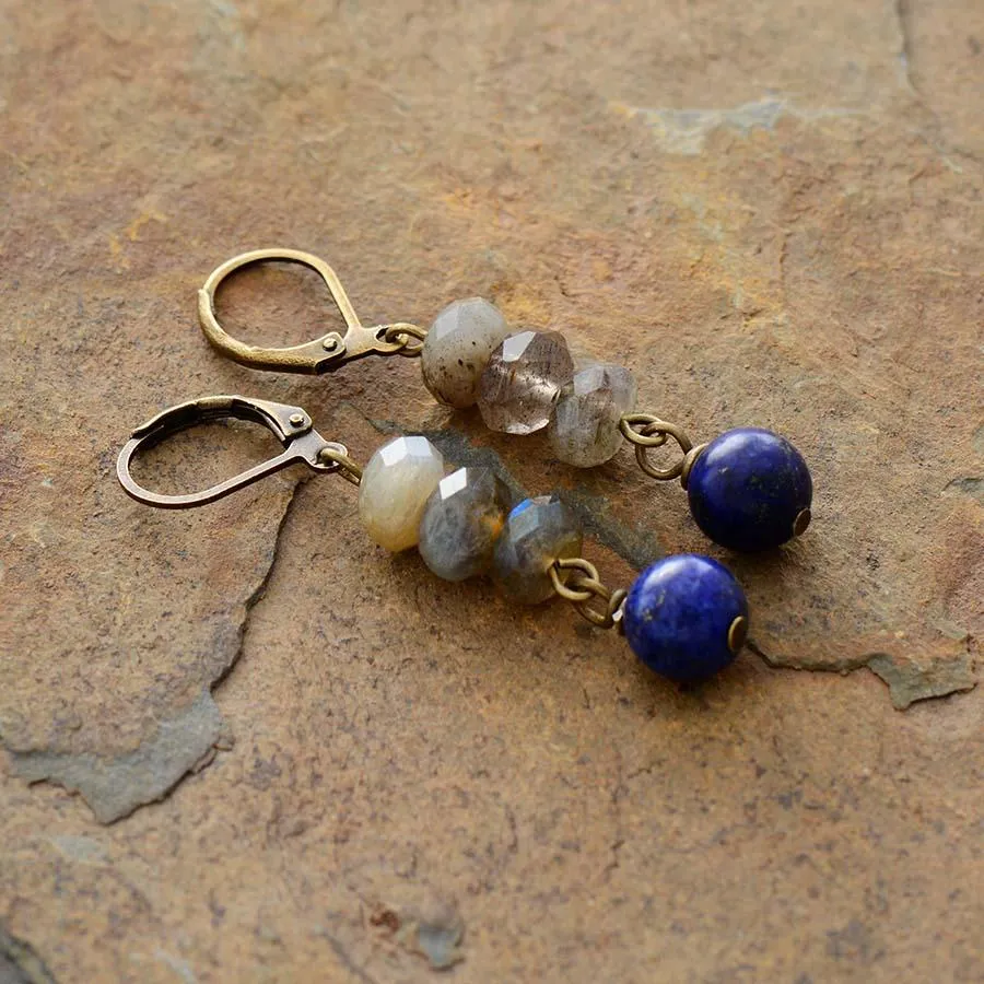 Ginhar Lapis Lazuli Labradorite Dangle Earrings