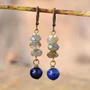 Ginhar Lapis Lazuli Labradorite Dangle Earrings