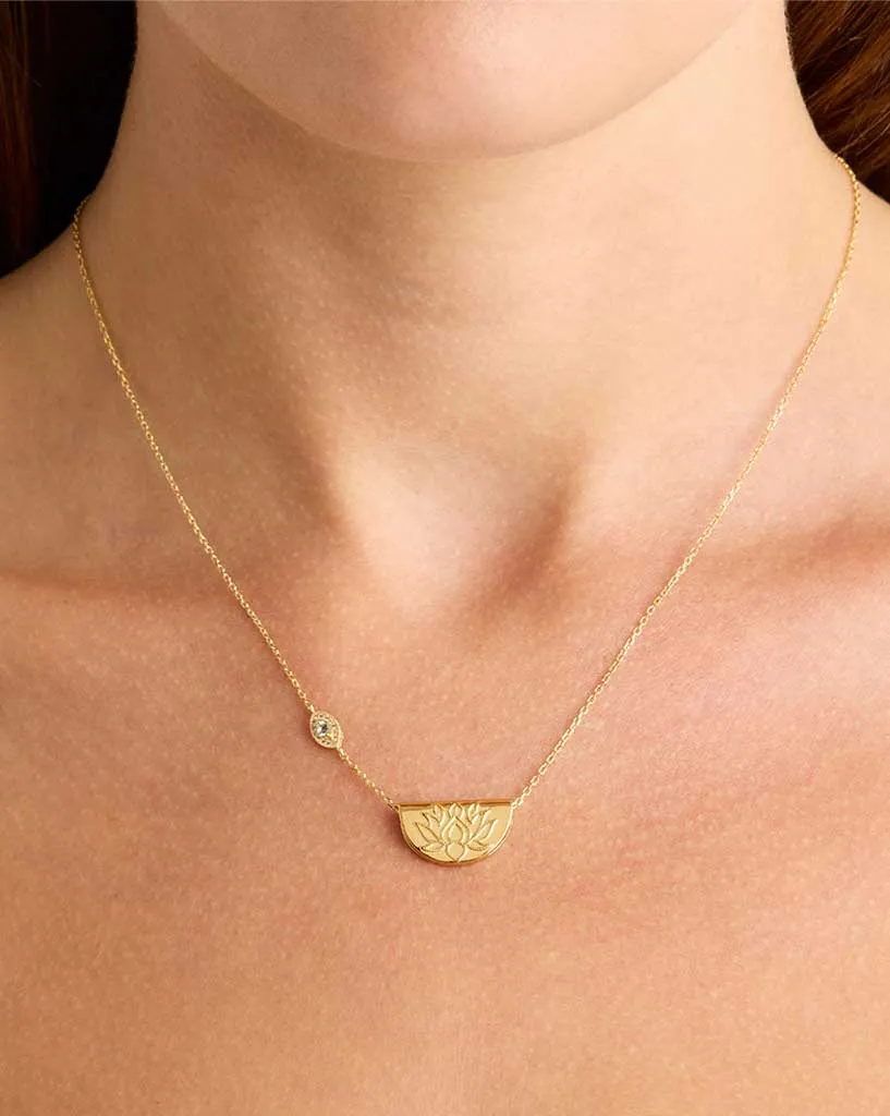 Gold Eye Of Peace Lotus Necklace