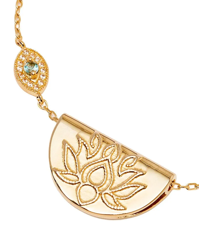 Gold Eye Of Peace Lotus Necklace