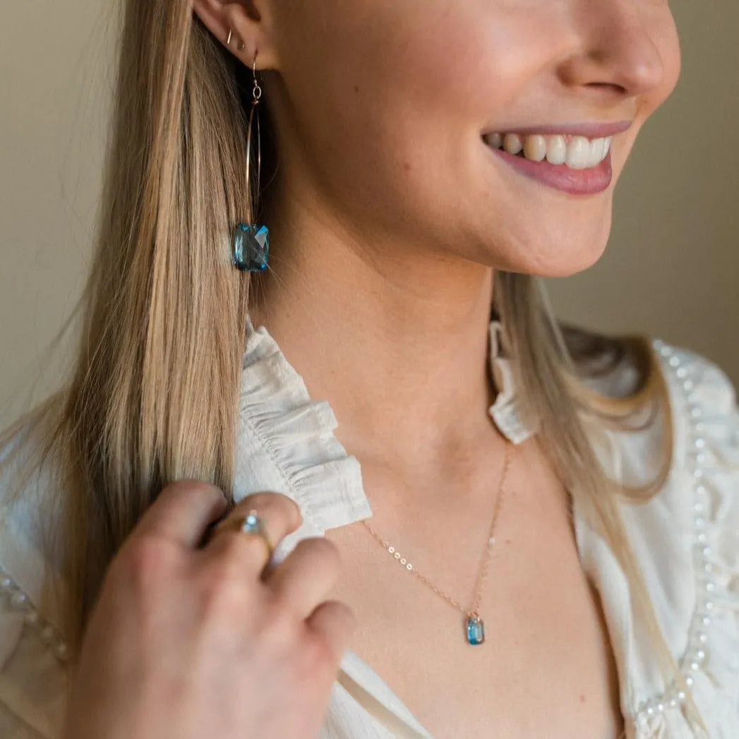 Gold Filled Small Aquamarine Crystal Pendant Necklace