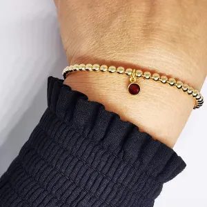 Gold Garnet Bead Bracelet