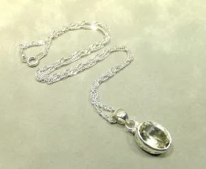 Green Amethyst Pendant Necklace In Sterling Silver