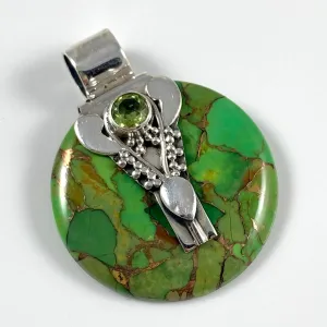 Green Copper Turquoise & Peridot Pendant