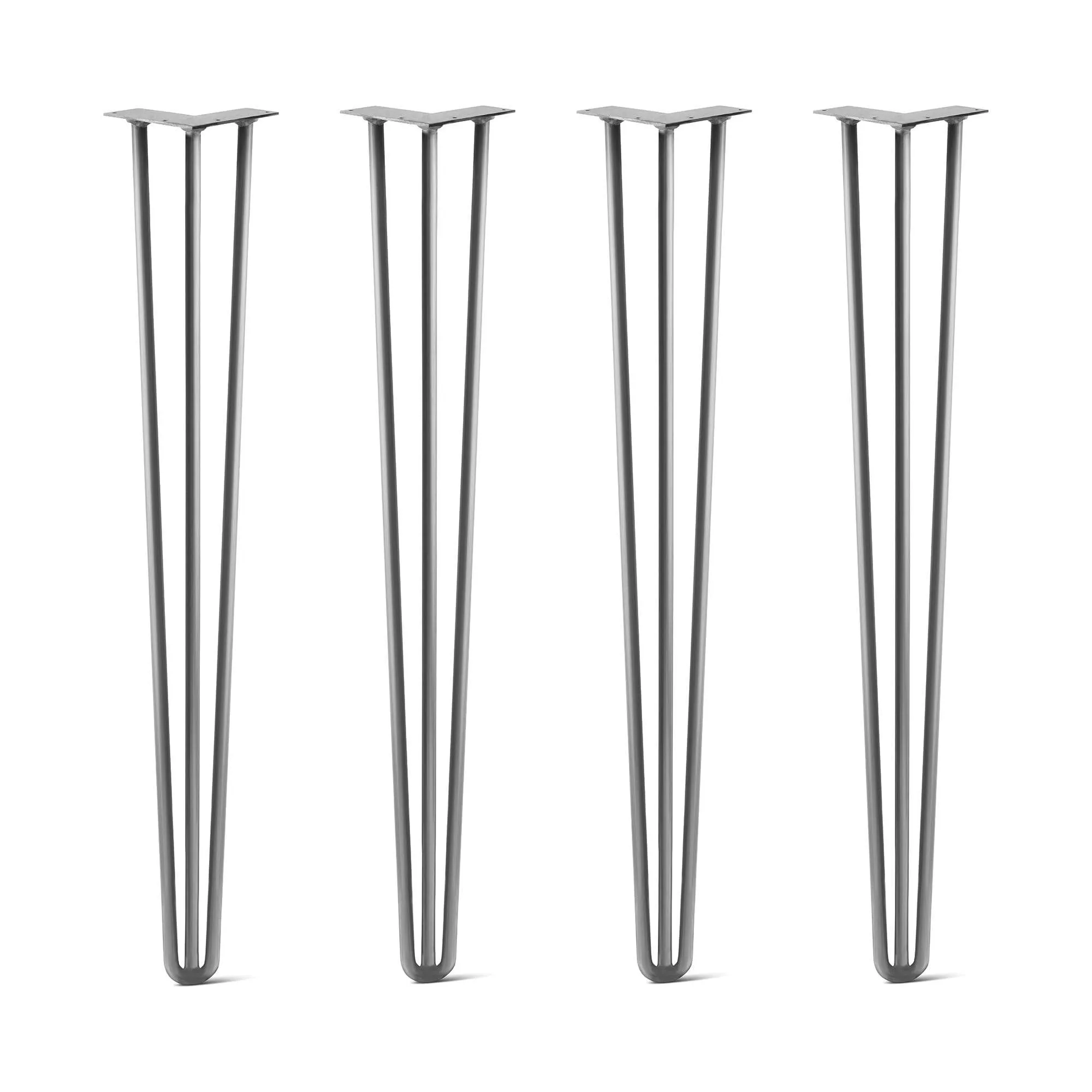 Hairpin Legs Set of 4, 3-Rod Design - Raw Steel