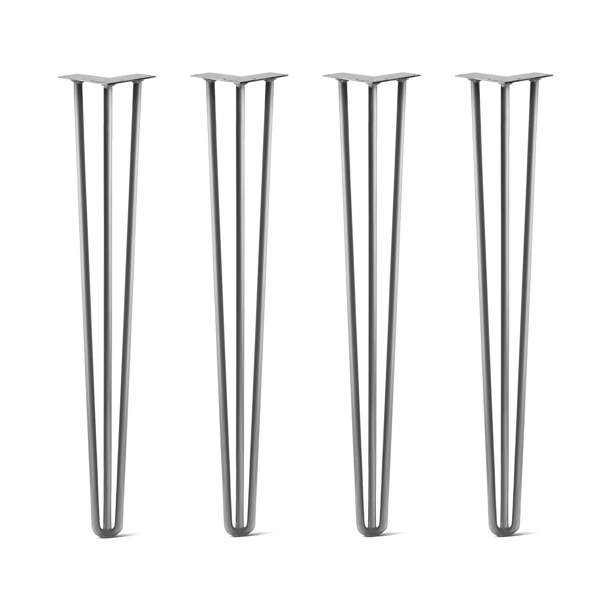 Hairpin Legs Set of 4, 3-Rod Design - Raw Steel