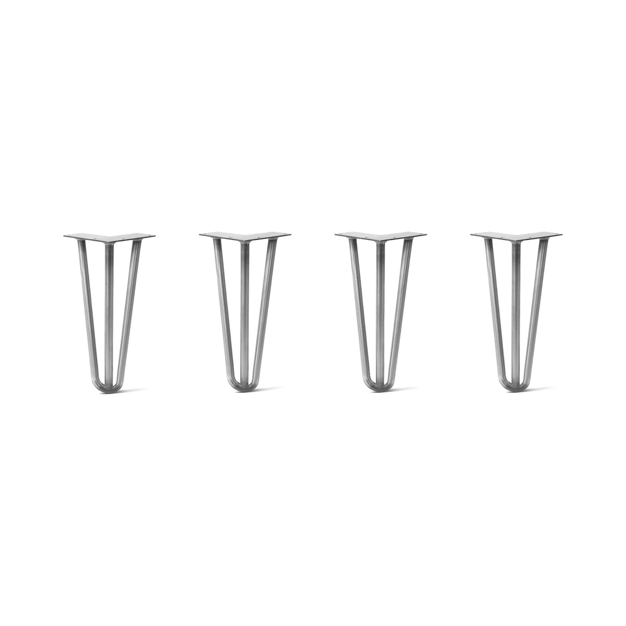 Hairpin Legs Set of 4, 3-Rod Design - Raw Steel