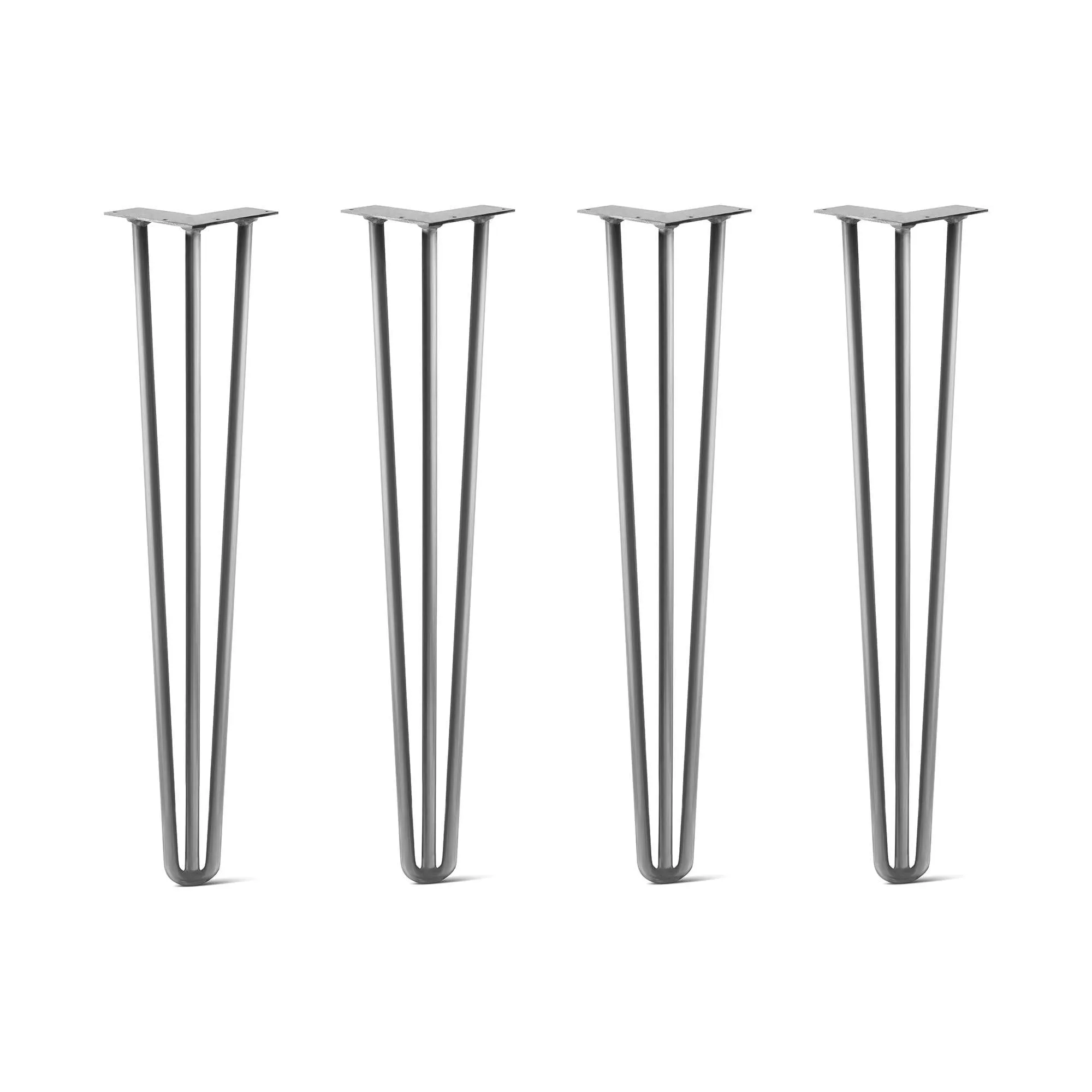 Hairpin Legs Set of 4, 3-Rod Design - Raw Steel