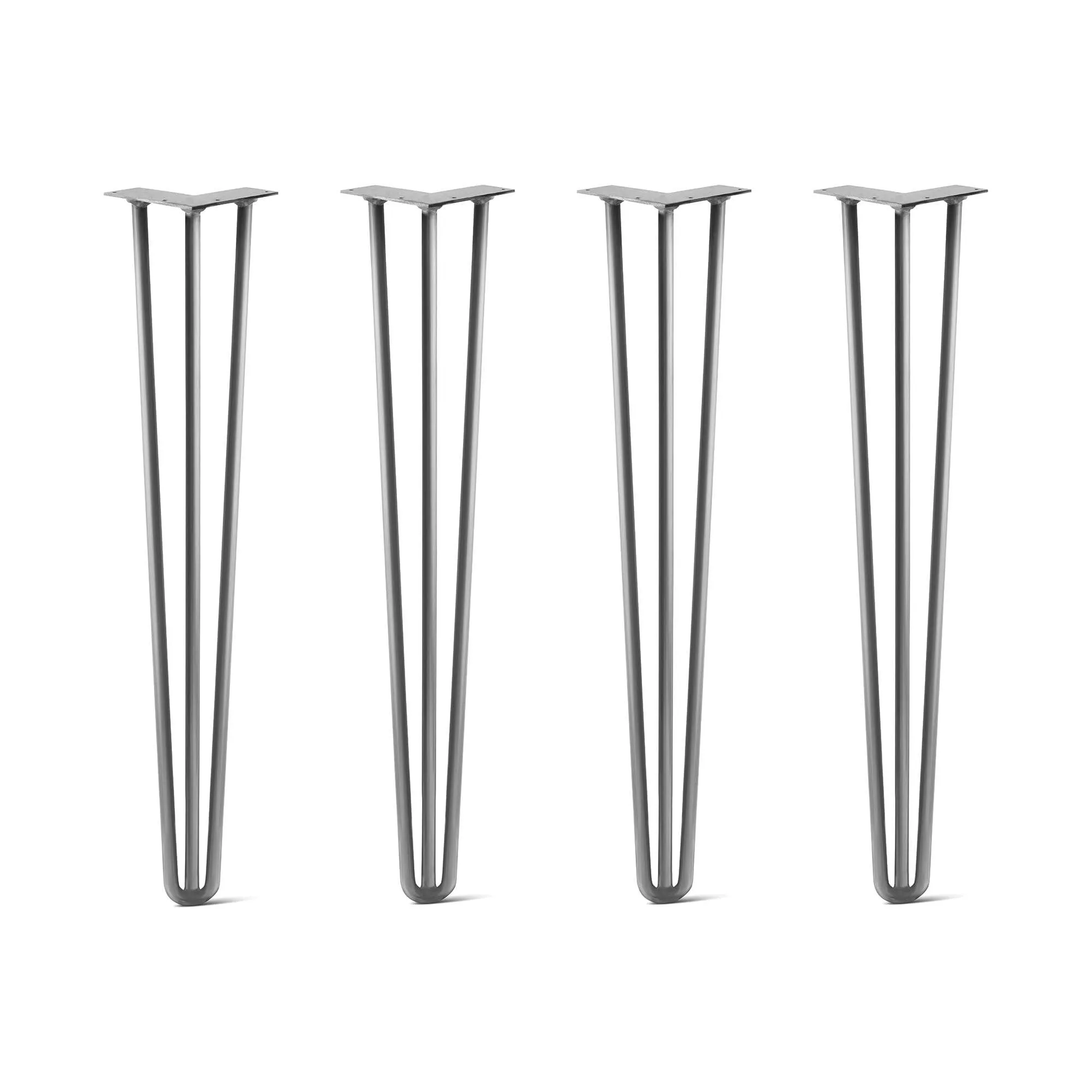 Hairpin Legs Set of 4, 3-Rod Design - Raw Steel