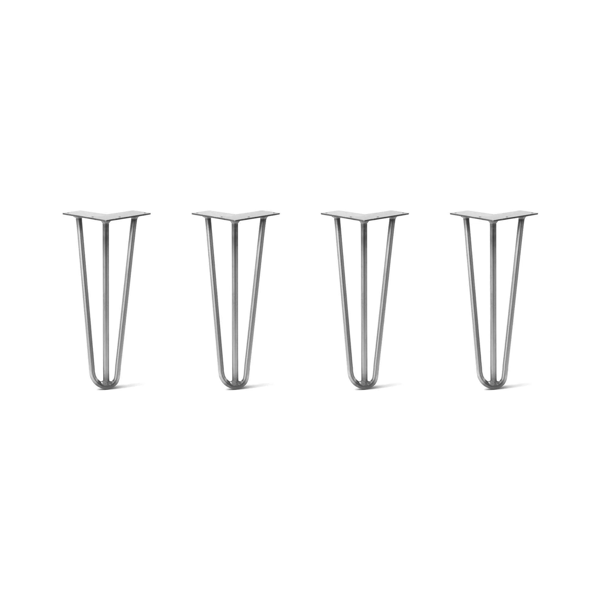 Hairpin Legs Set of 4, 3-Rod Design - Raw Steel