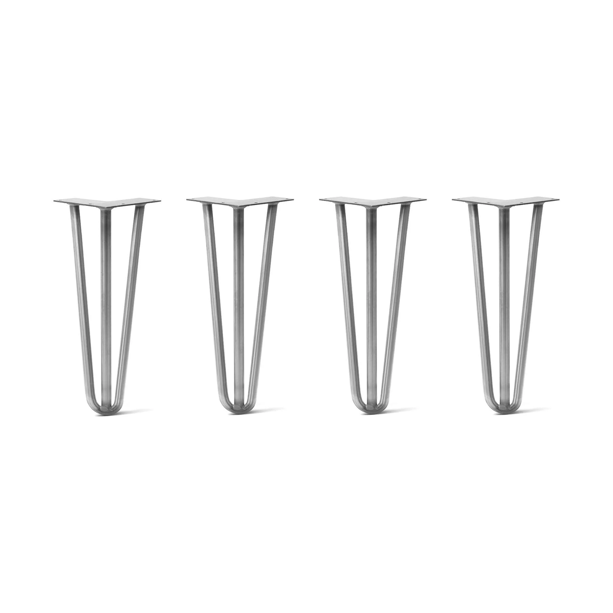 Hairpin Legs Set of 4, 3-Rod Design - Raw Steel