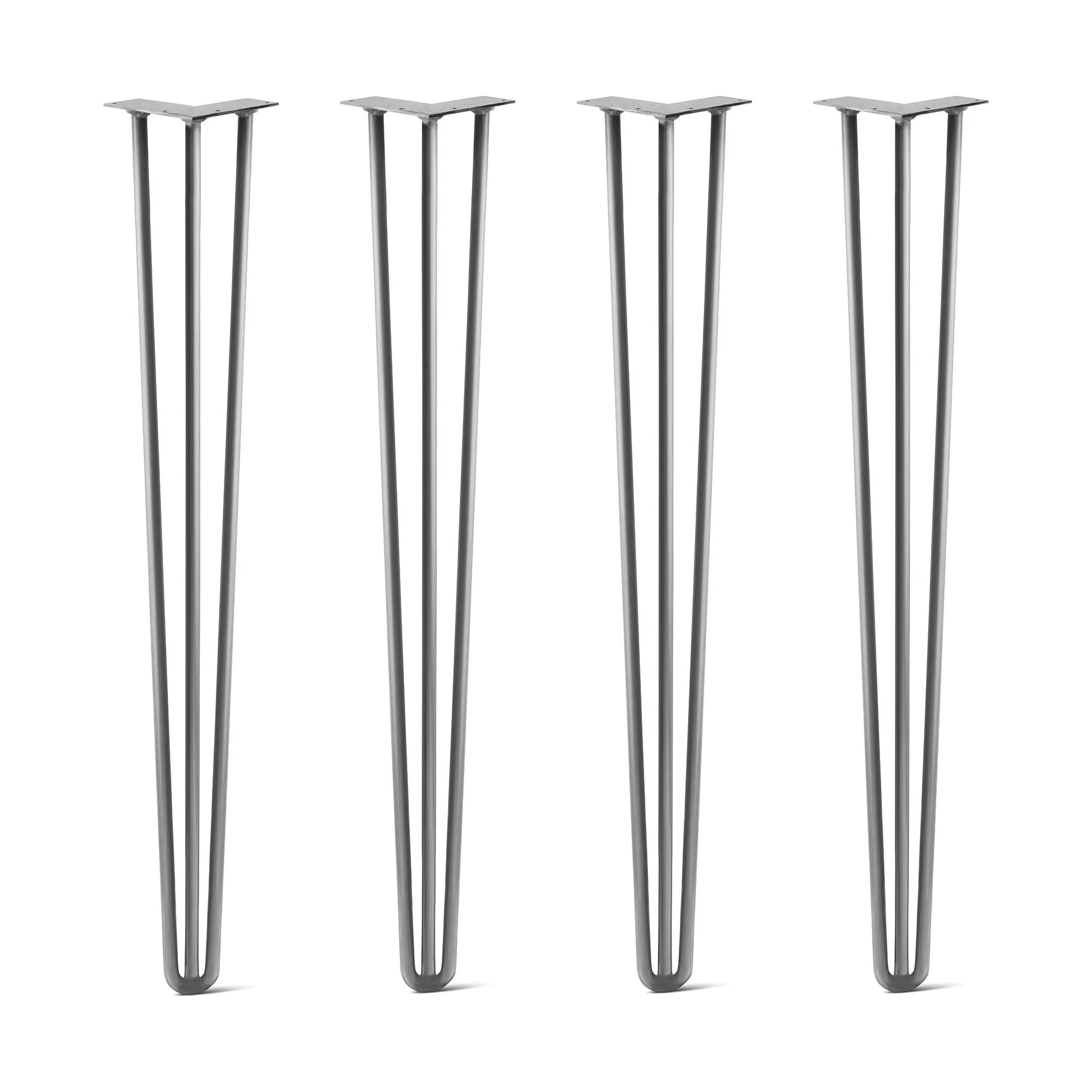 Hairpin Legs Set of 4, 3-Rod Design - Raw Steel