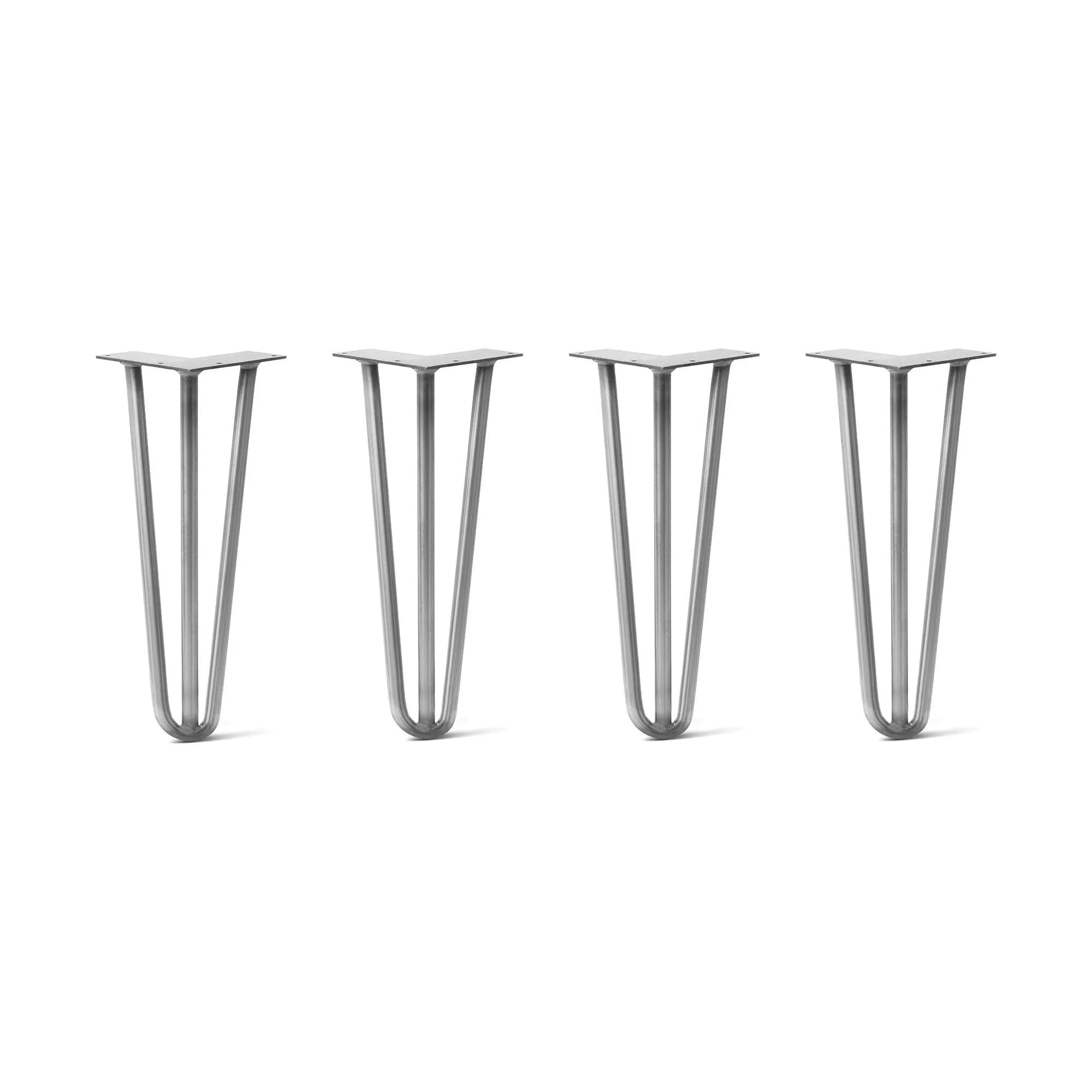 Hairpin Legs Set of 4, 3-Rod Design - Raw Steel