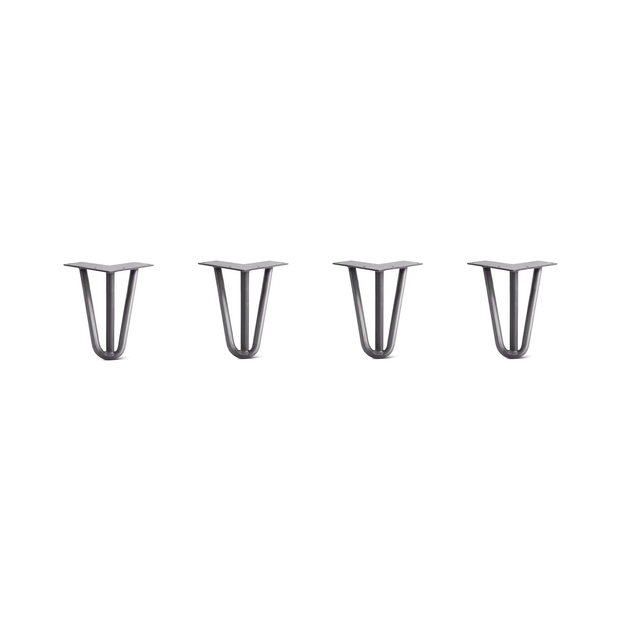 Hairpin Legs Set of 4, 3-Rod Design - Raw Steel