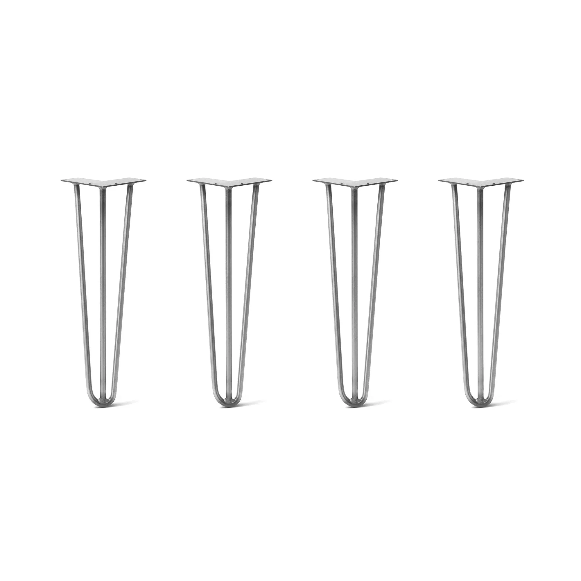 Hairpin Legs Set of 4, 3-Rod Design - Raw Steel