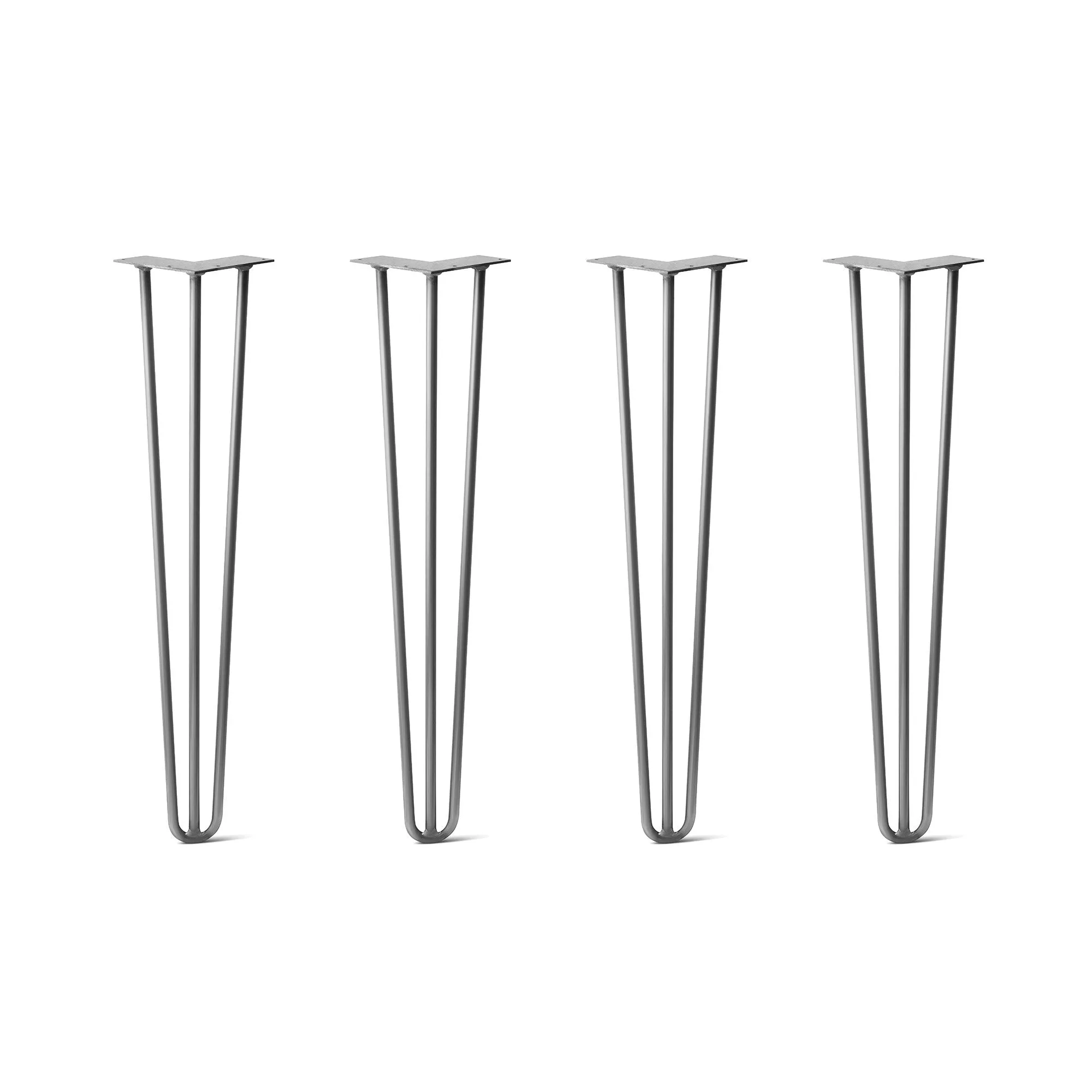 Hairpin Legs Set of 4, 3-Rod Design - Raw Steel