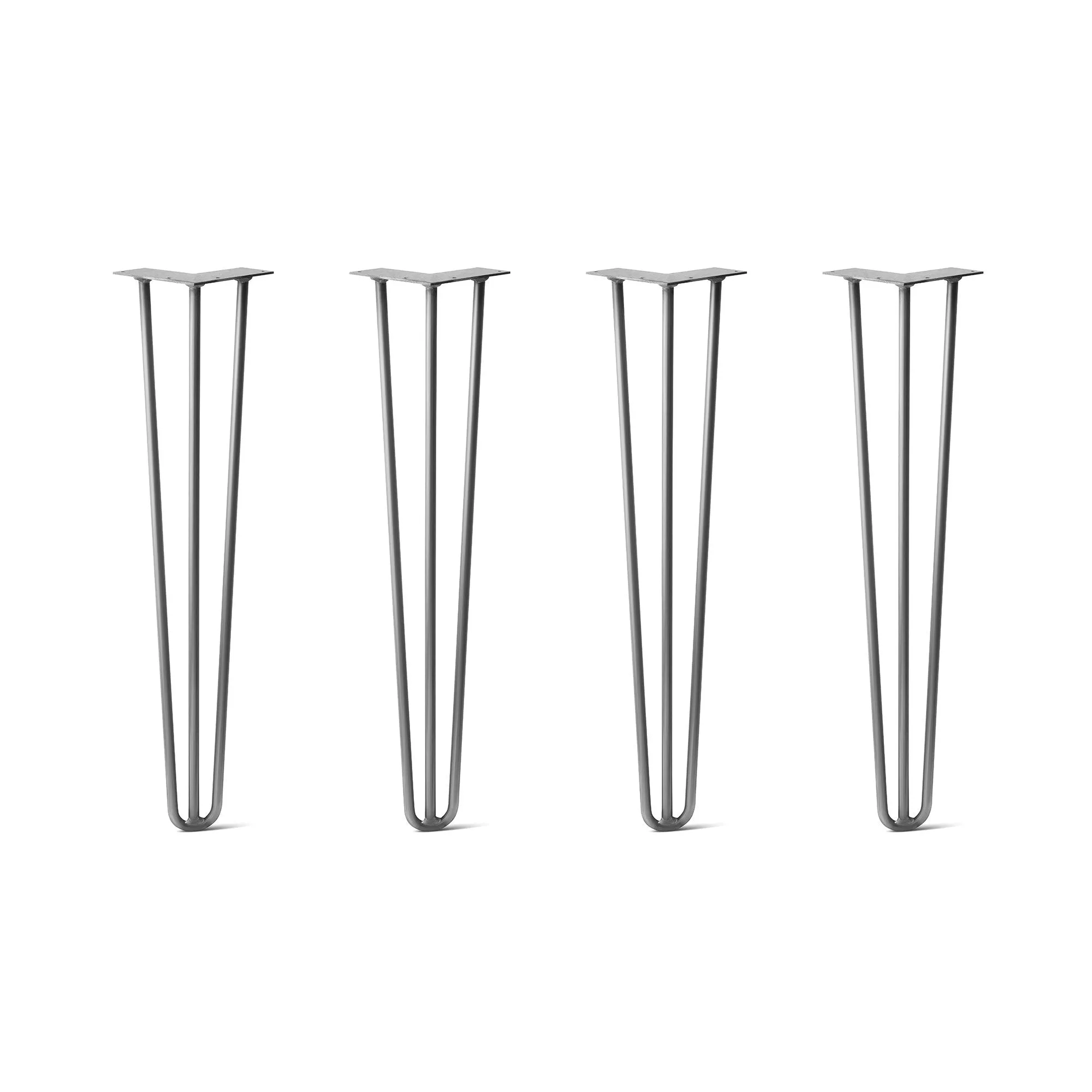 Hairpin Legs Set of 4, 3-Rod Design - Raw Steel