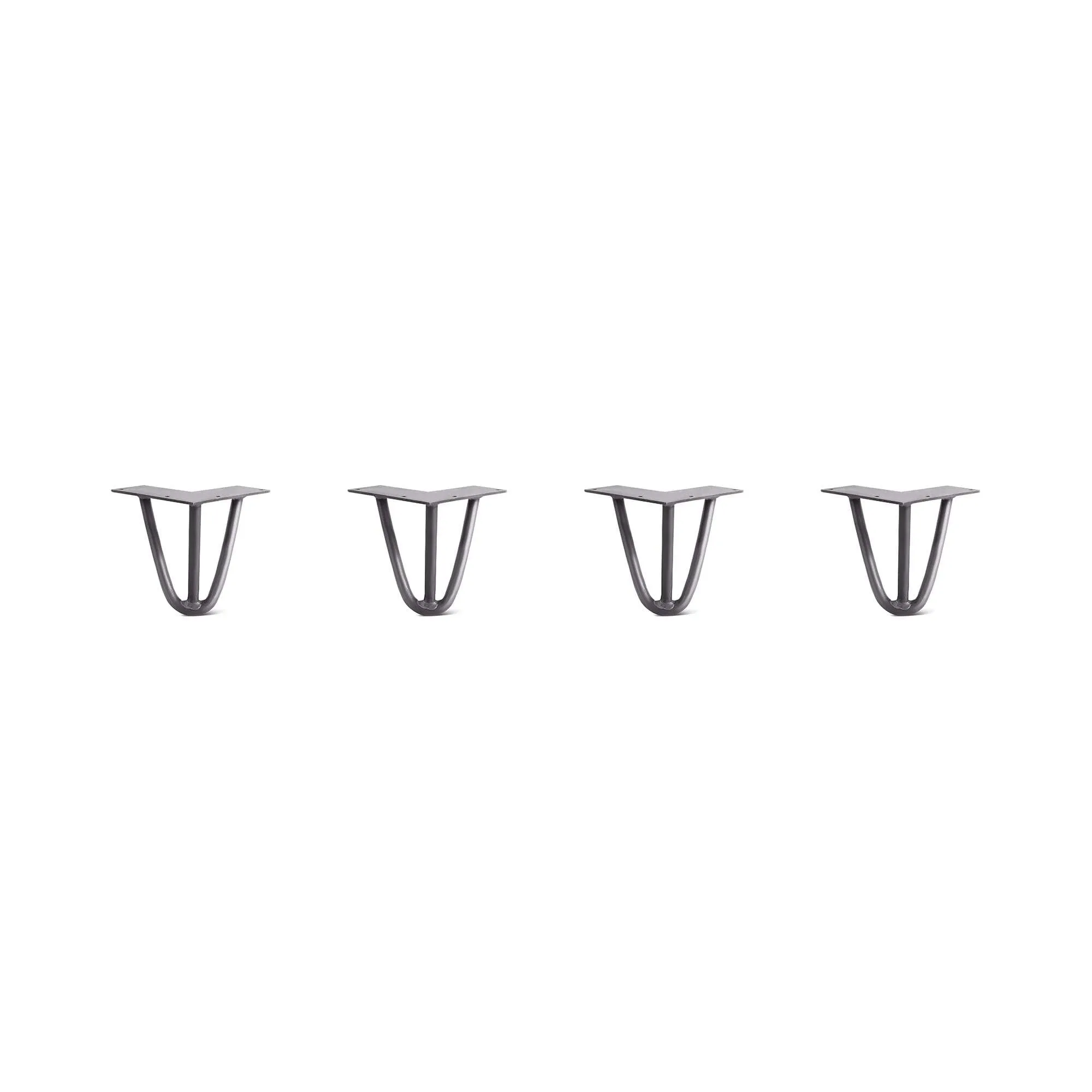 Hairpin Legs Set of 4, 3-Rod Design - Raw Steel