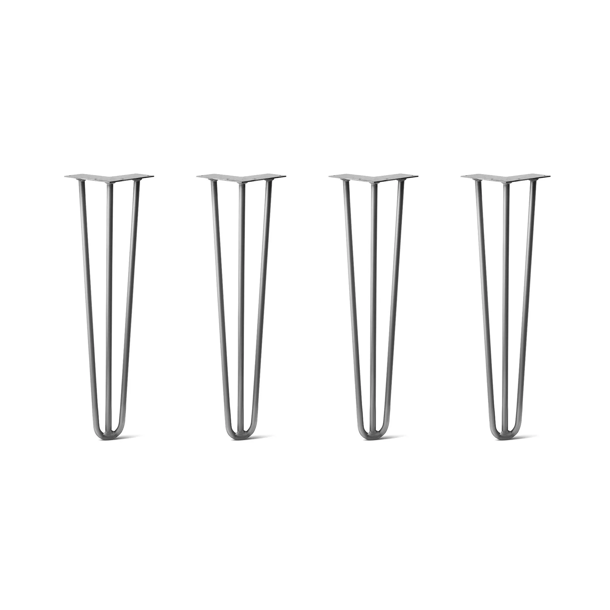 Hairpin Legs Set of 4, 3-Rod Design - Raw Steel