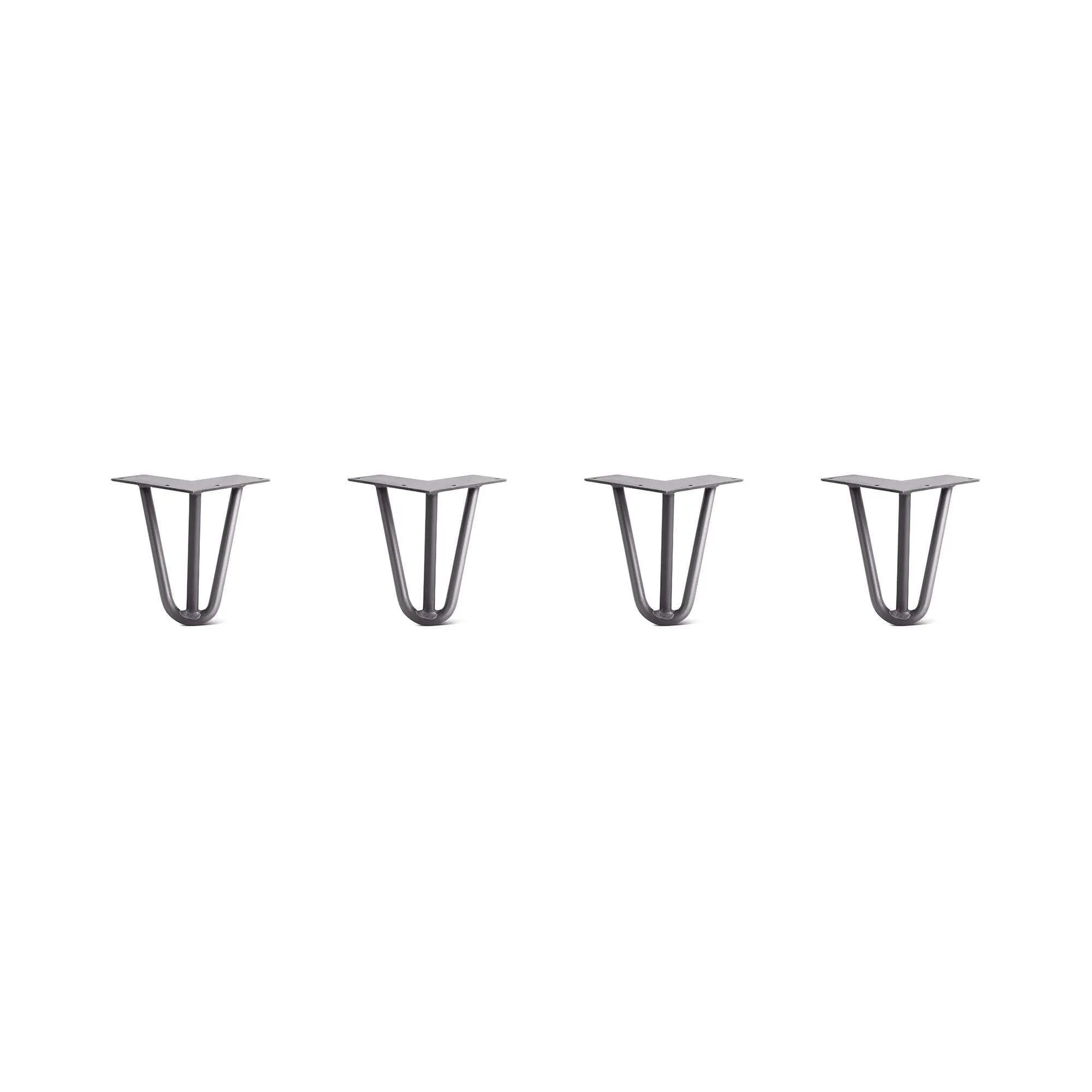 Hairpin Legs Set of 4, 3-Rod Design - Raw Steel