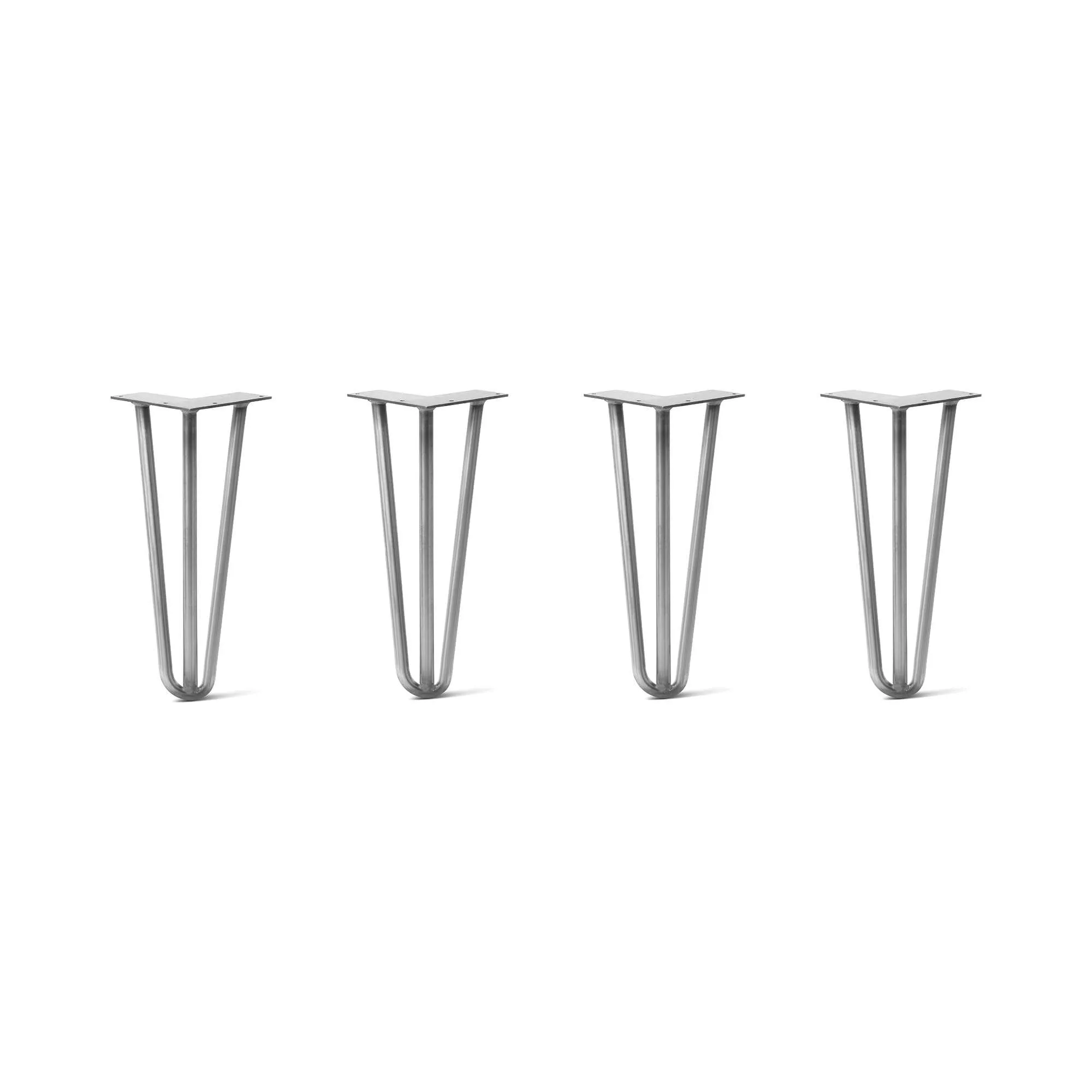 Hairpin Legs Set of 4, 3-Rod Design - Raw Steel