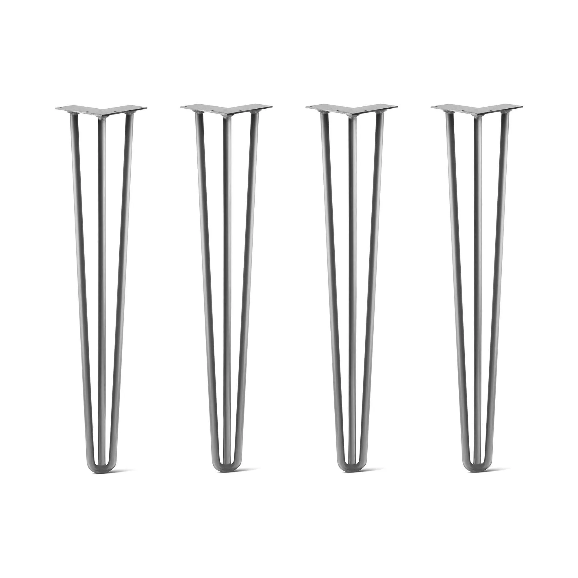 Hairpin Legs Set of 4, 3-Rod Design - Raw Steel