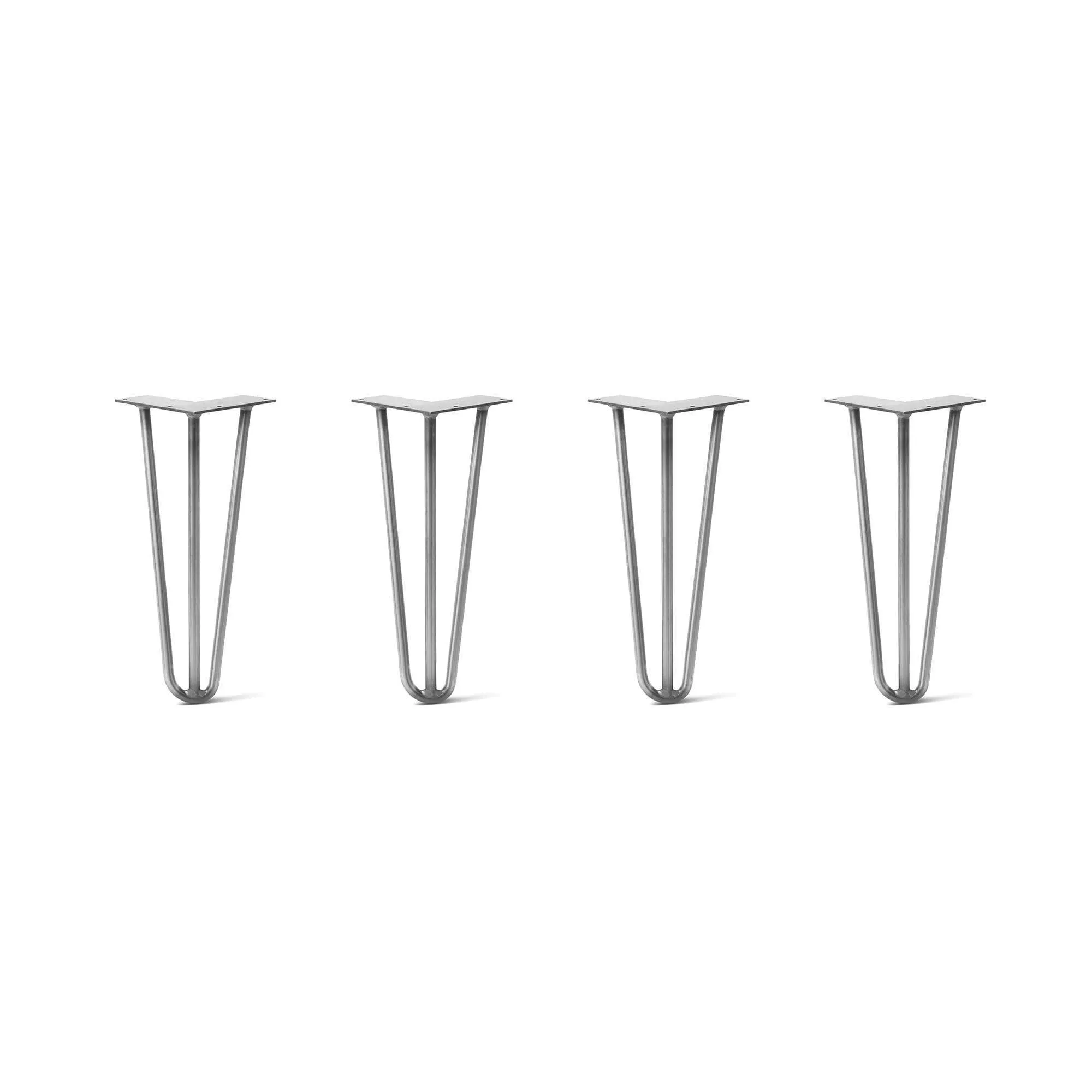 Hairpin Legs Set of 4, 3-Rod Design - Raw Steel