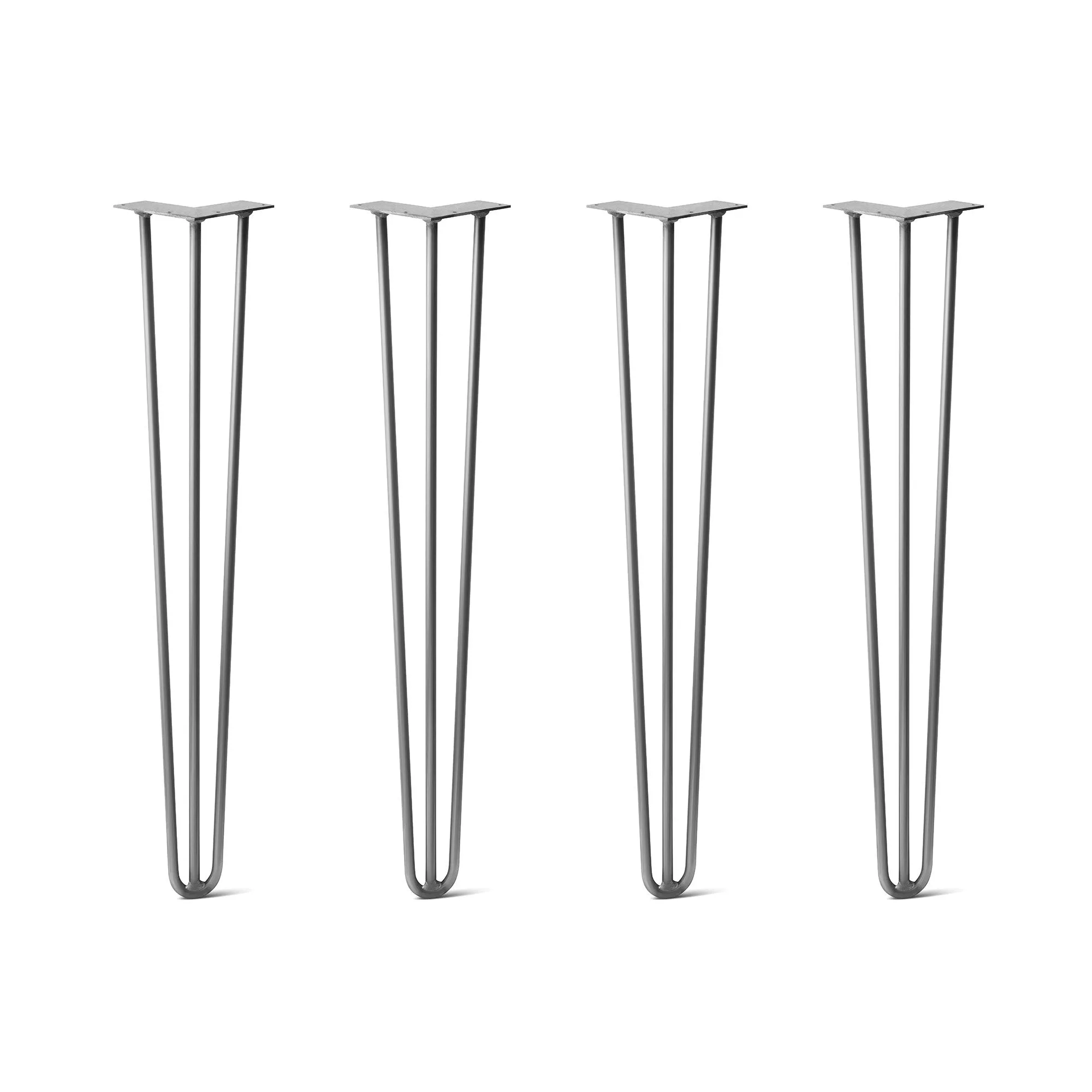 Hairpin Legs Set of 4, 3-Rod Design - Raw Steel