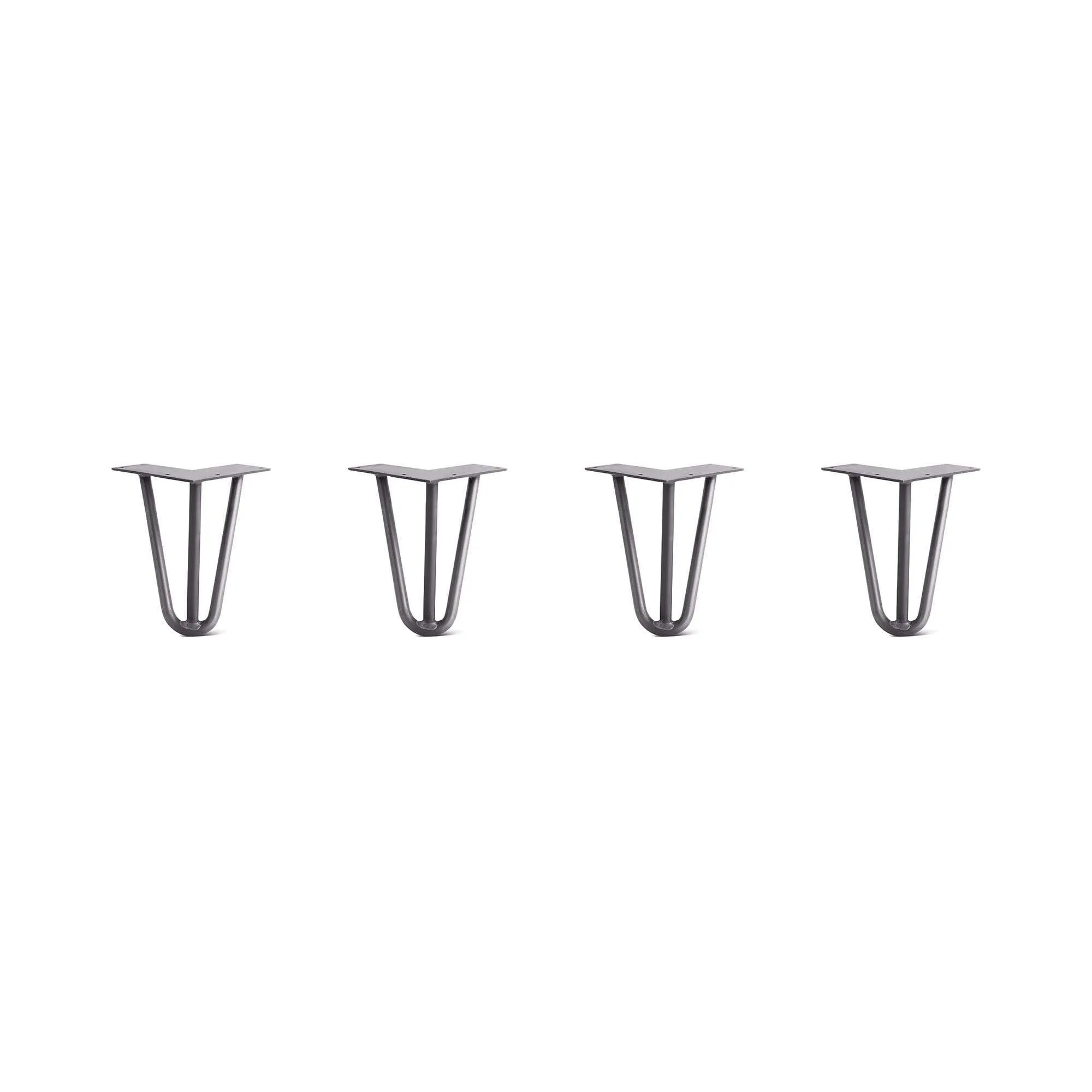 Hairpin Legs Set of 4, 3-Rod Design - Raw Steel