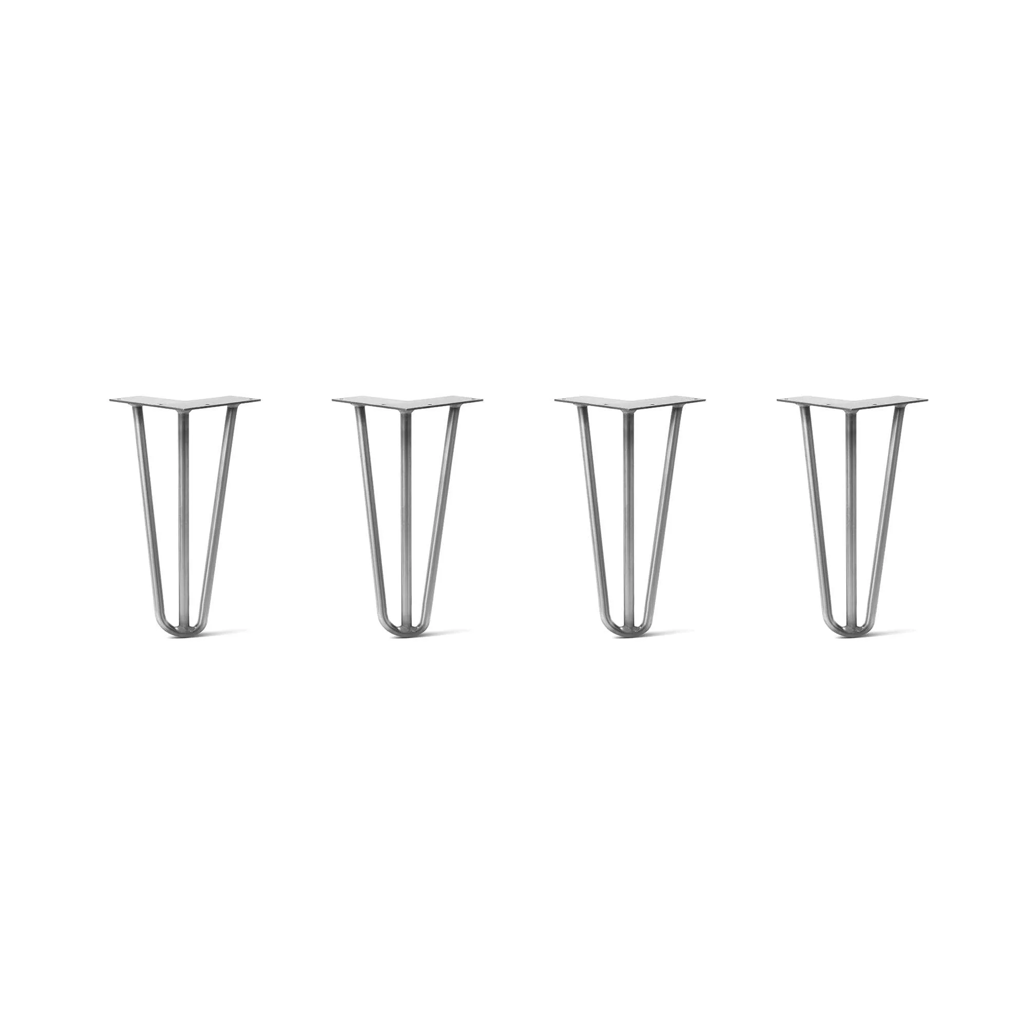 Hairpin Legs Set of 4, 3-Rod Design - Raw Steel