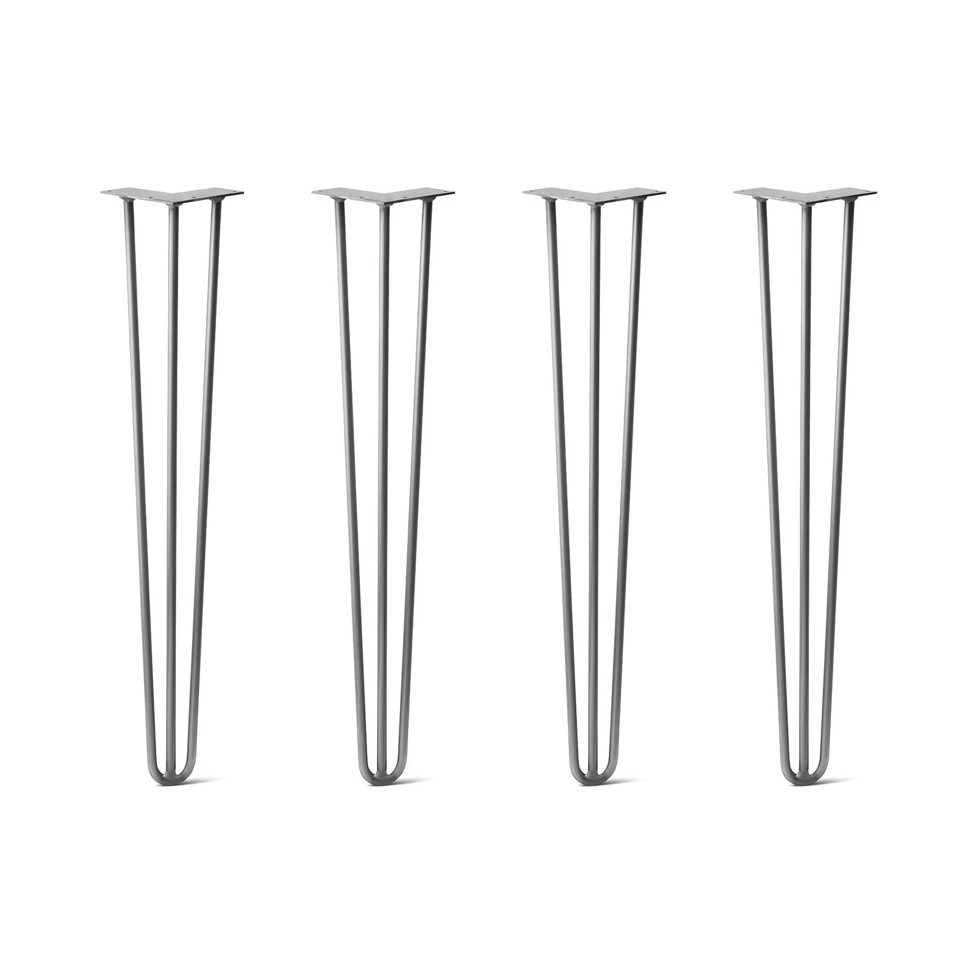 Hairpin Legs Set of 4, 3-Rod Design - Raw Steel